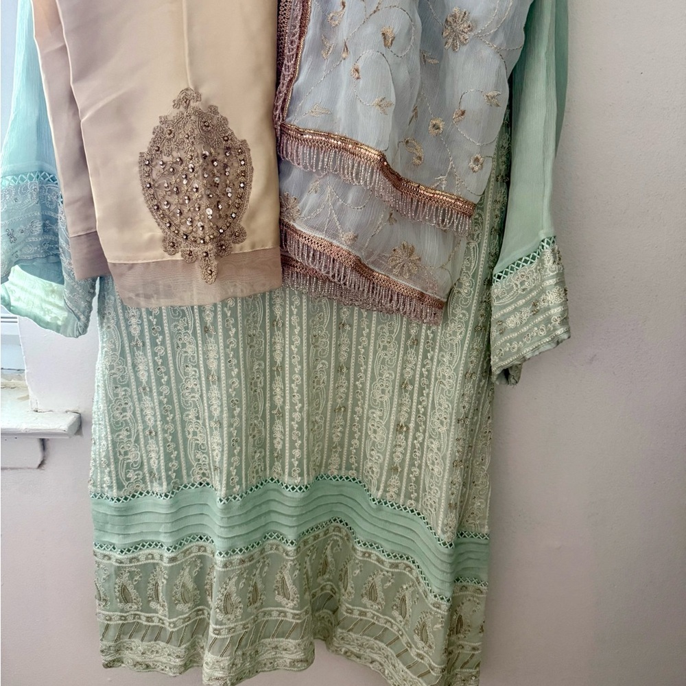 Elegant Embroidered Top with Gold Accents